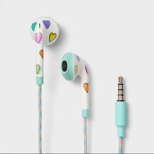 Disco Hearts Wave Wired Headphones White/ Teal - Roller Rabbit x Target